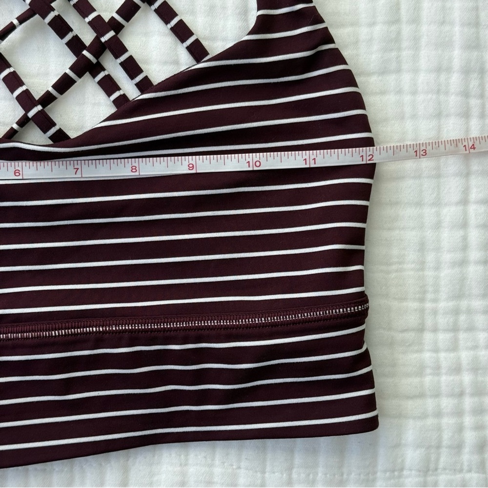 Lululemon Free to Be Bra long line sports bra size 4 purple & white stripe - Picture 6 of 8